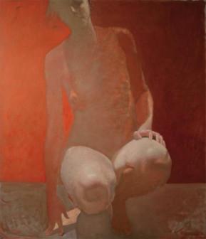 Łukasz Rudecki: Nie-wielka figura, 2008, olej na płótnie, 140x120 cm (ze strony: www.wydzialsztuki.p