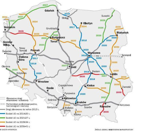 Fot. Mapa, która członkowie stowarzyszenia znaleźli na stronach Ministerstwa Infrastruktury. 