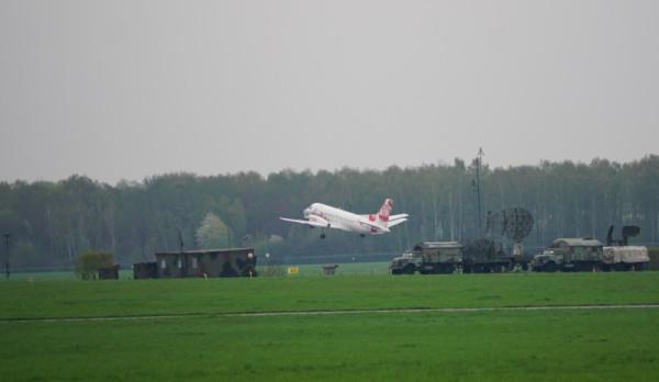 Saab 340 w czasie pierwszego startu z Radomia do Berlina