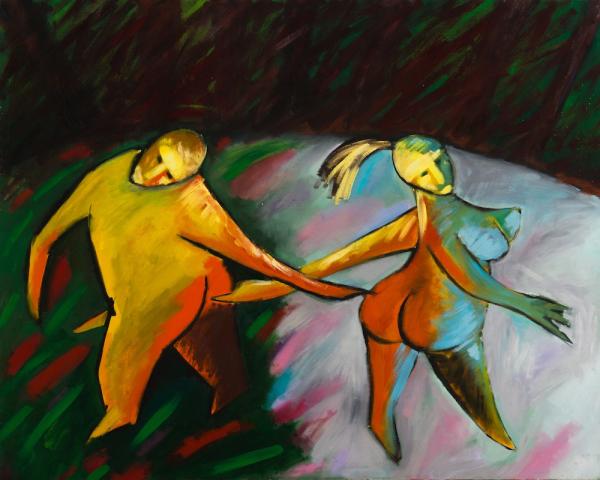 Paweł Kowalewski, Kobieta i mężczyzna, 1985, olej, płótno, 120 x 150 cm