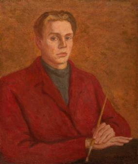 Autoportret, 1943, olej, sklejka, 24,5 x 19 cm