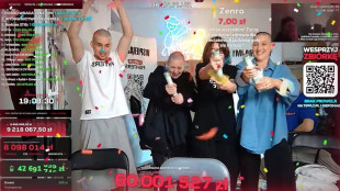 Pierwszy z lewej Łatwogang. Obok niego lista, na której w czołówce darczyńców jest Zbyszko