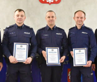 Sierż.szt. Dariusz Pastuszka, asp. Daniel Grudziński, mł.asp. Dawid Czajka