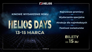 Bilety na filmy tylko po 15 zł, zestawy barowe za pół ceny, bogaty repertuar. Sieć kin zaprasza na Helios Days!