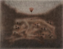 Jędrzej Bieńko, Stos (Stack), 150 x 180 cm / 60 x 72” acrylic on linen canvas, 2023,