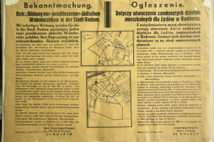 Plakat informujący o utworzeniu getta w Radomiu