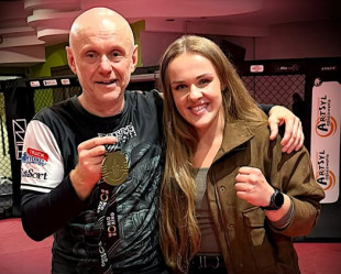 Agata Kaczmarska i trener Gierman Anfinogienow