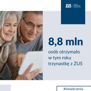 ZUS: trzynastki trafiły do ponad 8,8 mln osób