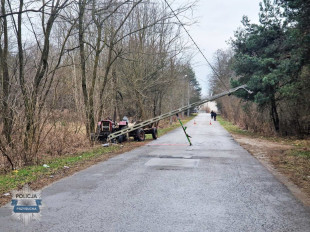 Traktorzysta - rekordzista. 4 promile i skasowany słup energetyczny