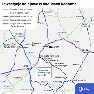 Port Polska opublikował plan rozwoju kolei w regionie Radomia [MAPY]