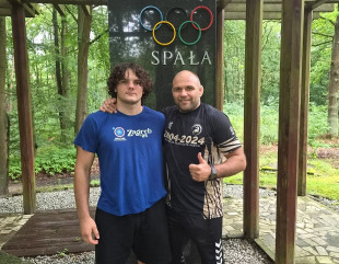 Tomasz Mital i trener Łukasz Fafiński
