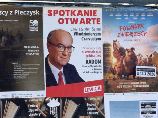 Włodzimierz Czarzasty na plakacie zapraszającym na spotkanie 